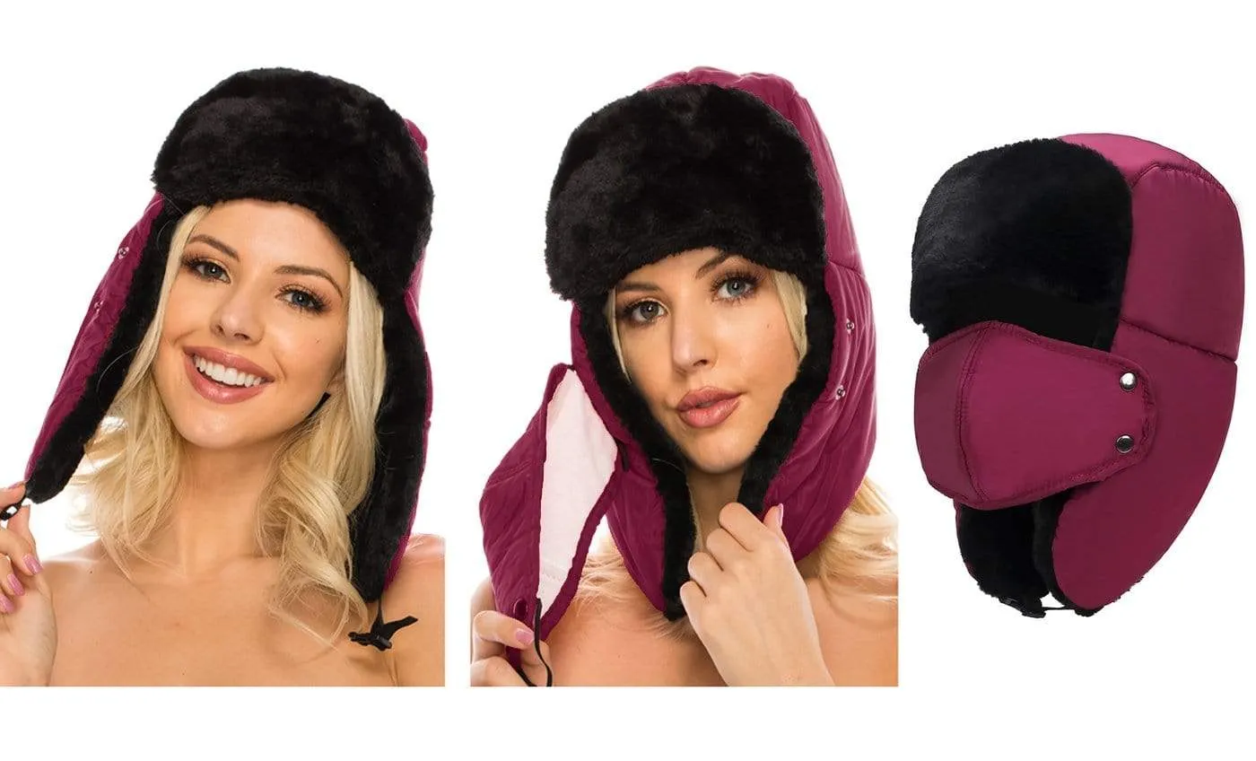 BravemanÂ Unisex Trapper Eskimo Fur-Lined Winter Hunting Hat with Ear Flaps and Removable Mask